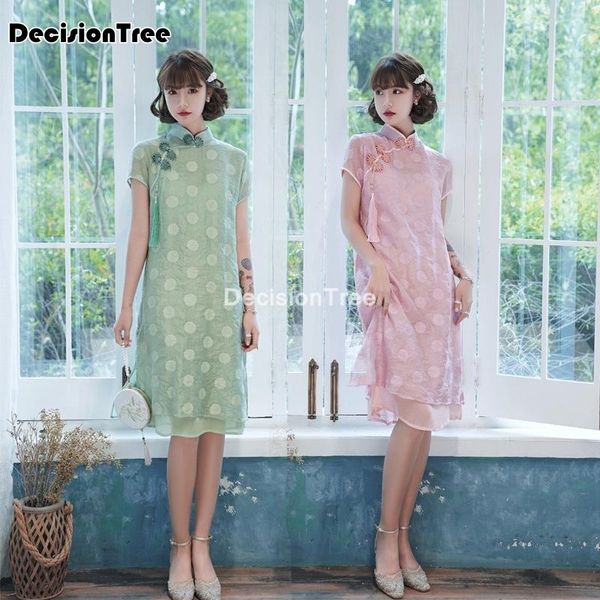 

sweet vestidso lady cheongsam novelty party dresses gown chinese style elegant lace qipao vintage flower ethnic clothing, Red