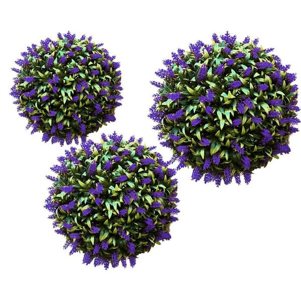 

artificial lavender flower hanging basket plant purple ary ball garden decor 20cm/25cm/30cm decorative flowers & wreaths
