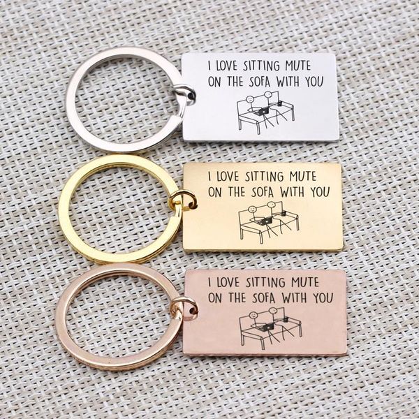 

keychains i love sitting mute on the sofa with you key chain to couple boyfriend girlfriend gift keyring birthday jewelry simply style, Silver