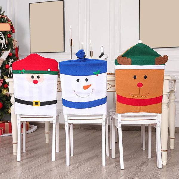 

chair covers cartoon christmas cover non-woven fabric party dining room kitchen wedding santa claus snowman elk chair-cover