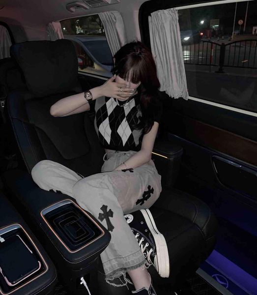 

crosin white gray cross thin straight baggy high waist wide leg summer versatile jeans pants brand u9un, White;black