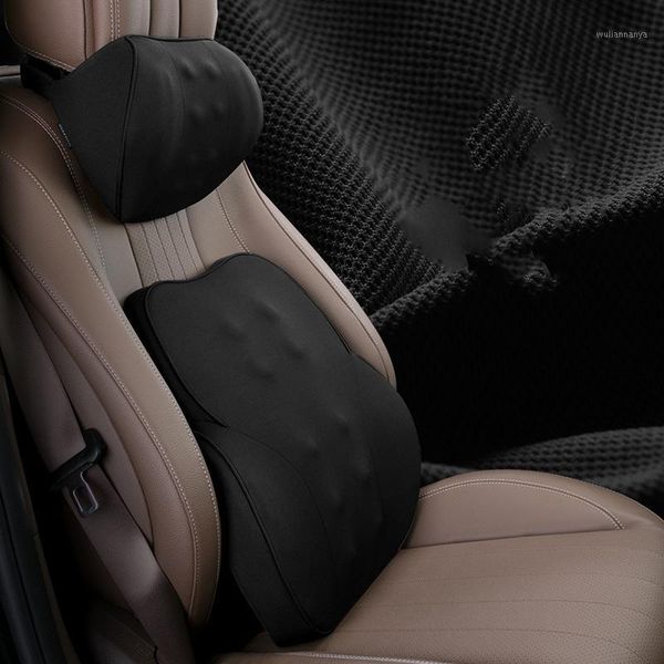 

car pillows seat cushion lumbar support pillow back pain headrest neck memory cotton accessories black1