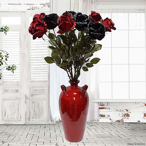 

decorative flowers & wreaths big australia rose branch artificial black roses silk fake for home el decor diy wedding fall decorations
