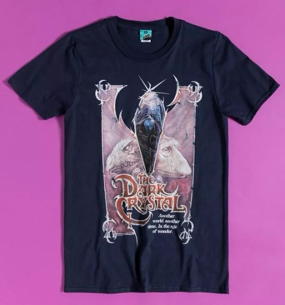 

official the dark crystal movie poster navy t-shirt, White;black