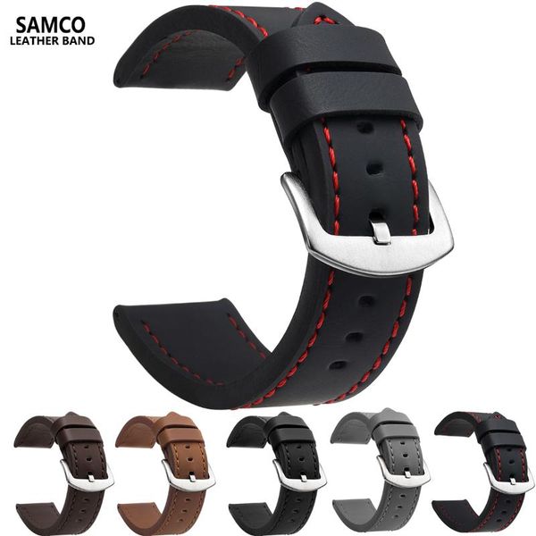 

watch bands fashion band strap sport vintage leather watchband stainless steel buckle accessories 18mm 20mm 22mm 24mm, Black;brown
