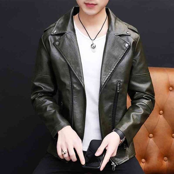

men's clothes autumn business korean version slim youth locomotive pu jacket leather lapel coat casual men's wear, Black;brown