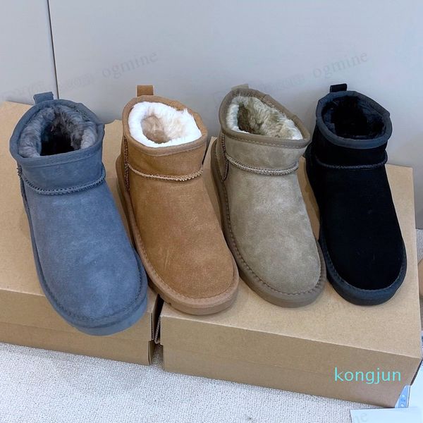 

designer- classic mini fashion boots women fluff yeah platform womens boot girls lady bow winter snow ankle sunflower boots, Black
