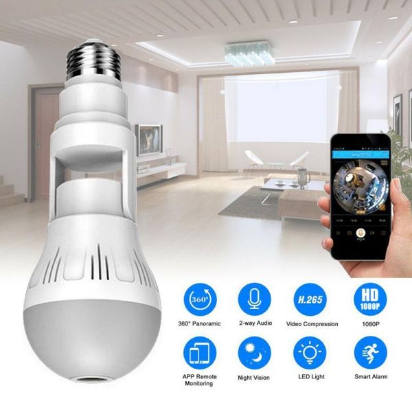 

mini cameras bulb camera 360° panoramic wifi universal e27 light 1080p security home surveillance