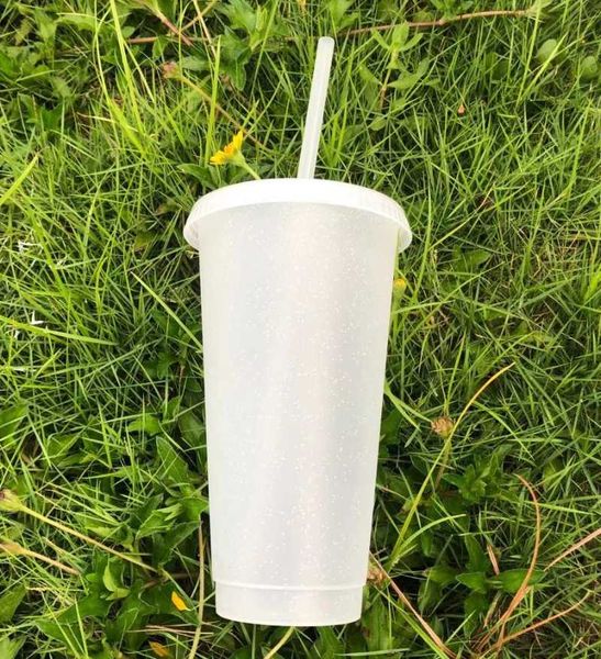 

mugs matte finish 710ml straw cup with lid logo starsss coffee reusable cups plastic tumbler mug dropship wholesale
