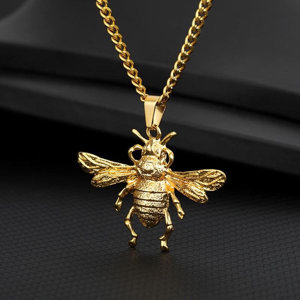 

fashion cute bee necklace men gold color neck chains honeybee pendant necklaces for women valentine's day gifts, Silver