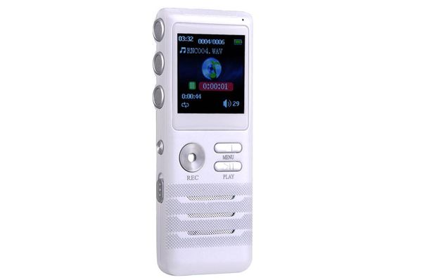 

digital voice recorder 8gb mini dictaphone dual-core stereo noise reduction function white high-quality mp3 player