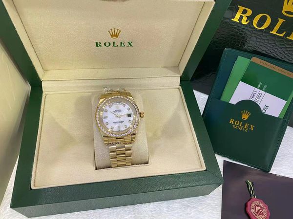 

with original box luxury watches 41mm mens 18k yellow gold dial bigger diamond automatic fashion brand men's watch wristwatch 2813, Slivery;brown