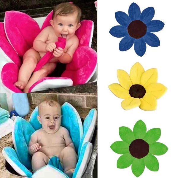 

bath mats born baby bathtub foldable flower blooming tub anti-slip shower sink cushion skin pad mat