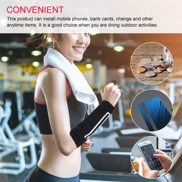

elbow & knee pads wrist arm running sport bag elastic mobile phone armband sports pouch fitness gym bags for women men run exercise, Black;gray