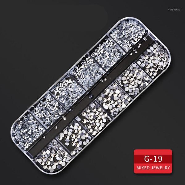 

box mix opal crystal nail art rhinestones 3d charm glass flatback non fix diy jewelry sticker decorations for nails1, Silver;gold