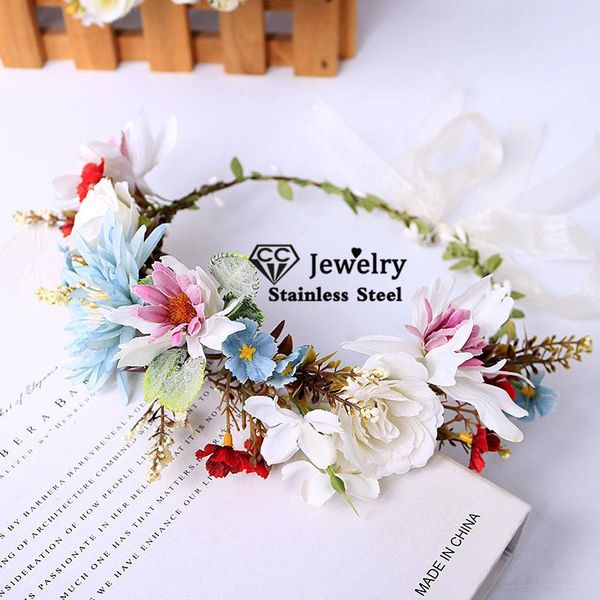 

hair clips & barrettes flower crowns women accessories wedding hairwear engagement jewelry bridesmaids floral colorful headdress wreath 5, Golden;silver