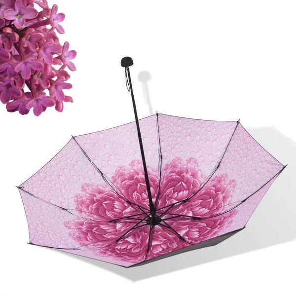 

manual three fold black rubber umbrella anti-ultraviolet umbrellas