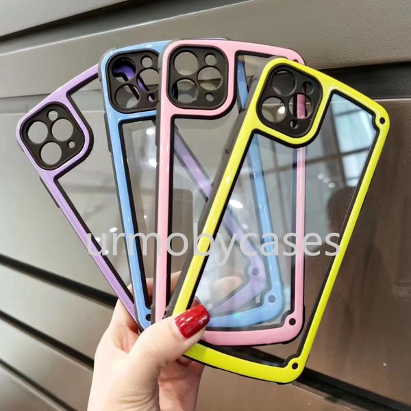 

luxury transparent phone case for apple iphone 11 12 pro max mini se 2020 x xr xs max 7 8 plus camera candy color cover case