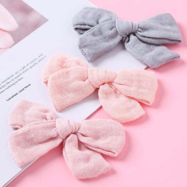 

hair accessories muslin baby girls clips candy color for children bows hairpin kids spring summer outdoor barrette infant hairgrips, Slivery;white
