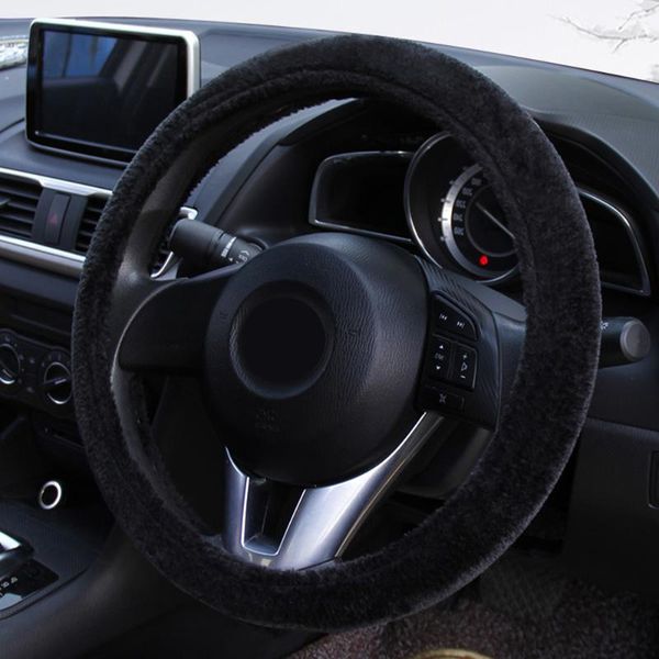 

comfortable steering wheel cover plush universal winter accessories black covers