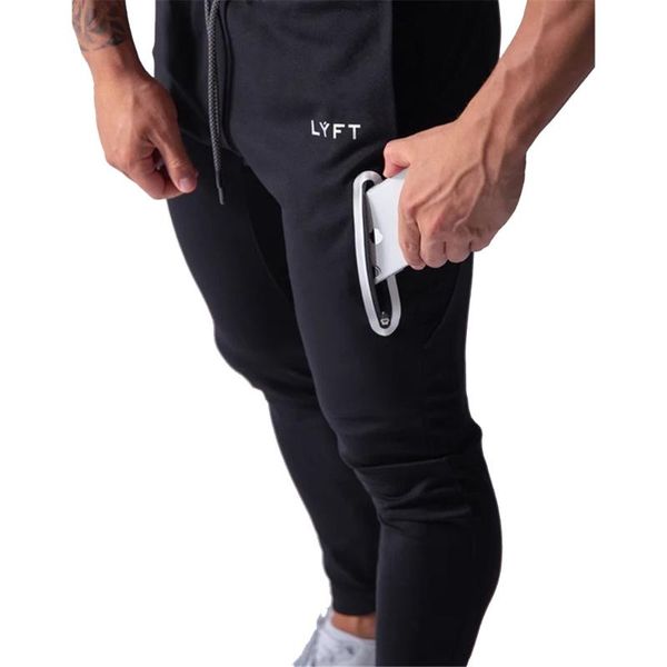 

men's pants jogging men sport sweatpants running joggers cotton trackpants slim fit bodybuilding trouser 2001-2, Black