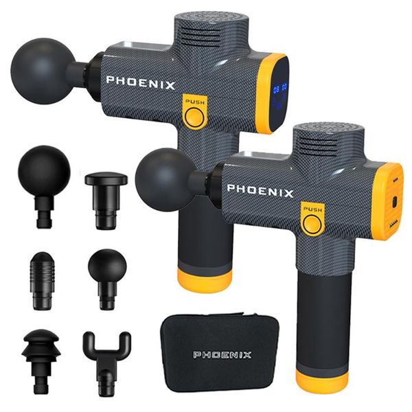 

massage gun phoenix a2 silver body massager electric 6 heads pistol mg49205