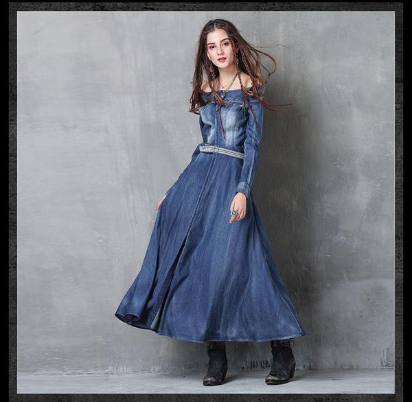 

casual dresses 2021 vintage embroidery belt longsleeved dress, Black;gray