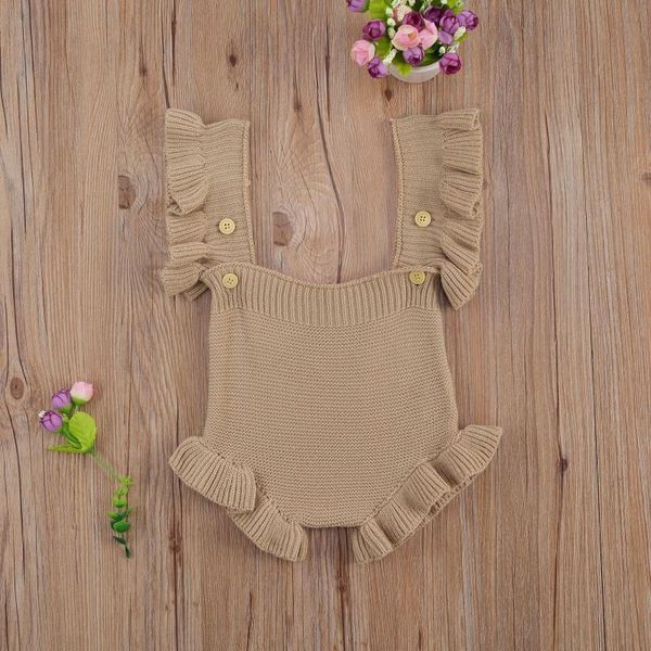

born baby clothes solid color sleeve knitted cotton suspender romper jumpsuit one-piece outfit casual boy girl set jumpsuits, Blue
