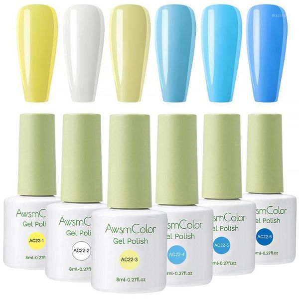 

awsmcolor gel nail polish set, 6 colors uv led soak off kit1