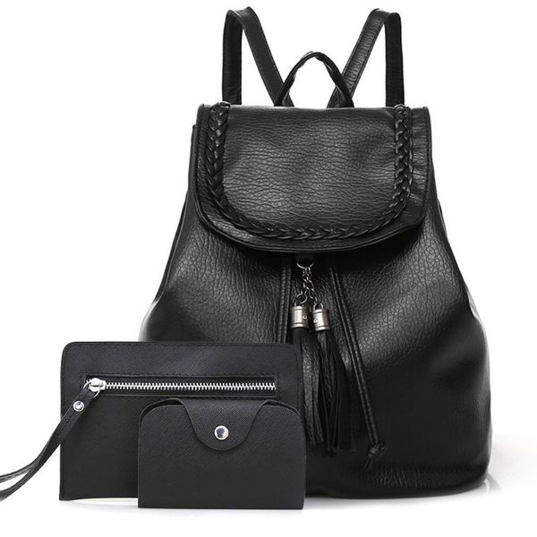 

outdoor bags large capacity pu fabala shopping hangbag waterproof travel shoulder bag polyester casual school style women backpack 3-piece