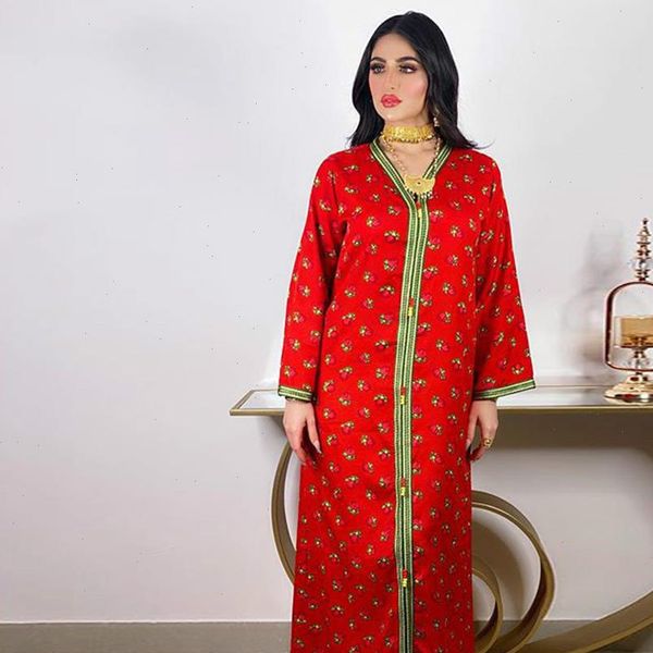 

eid womens dresses mubarak abaya dress for women muslim red ribbon v neck full sleeve floral plus size turkey arabic, Black;gray