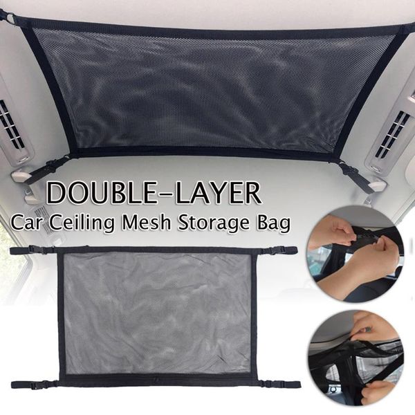 

car organizer portable ceiling storage net pocket roof interior cargo bag trunk pouch sundries