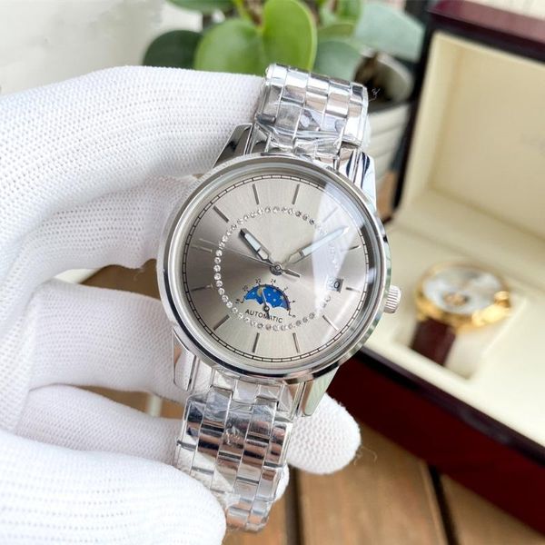 

wristwatches men's watch stainless steel waterproof sports moon phase quartz chronograph, Slivery;brown