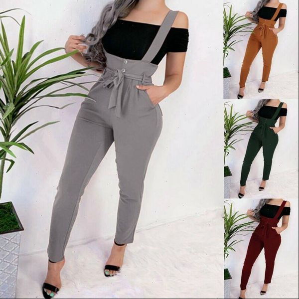 

spring autumn slim polyester overalls women jumpsuits straps strap casual trousers pants fashion, Black;white