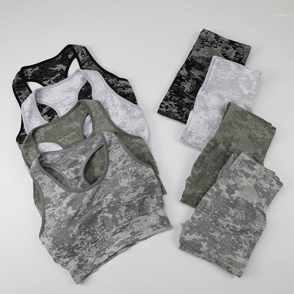 

yoga outfit camo seamless sport for woman set fitness workout leggings push up bra athletic clothes gym clothing
