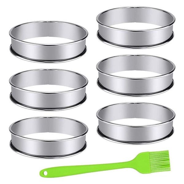 

pieces english muffins rings,stainless steel muffin tart ring,double rolled mousse ring cake mold for making tool baking & pastry tools