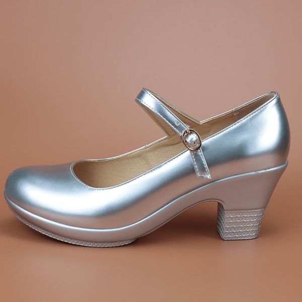 

dress shoes wedding bride medium heels women pumps for ladies silver red mary janes patent leather platform, Black