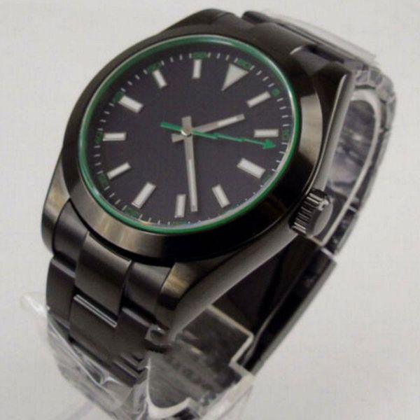 

wristwatches 40mm sterile dial steel pvd coated sapphire 21 jewels miyota 8215 mechanical clear glass back automatic mens wristwatch, Slivery;brown