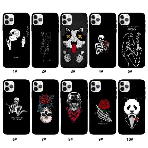 Tide Brand Bones Skull Cartoon Silikonhüllen für iPhone 6 7 8 Plus 11 12 Pro Max Samsung S20 S21 Ultra Note 20, stoßfeste, weiche TPU-Schutzhülle mit UV-Druck-Design