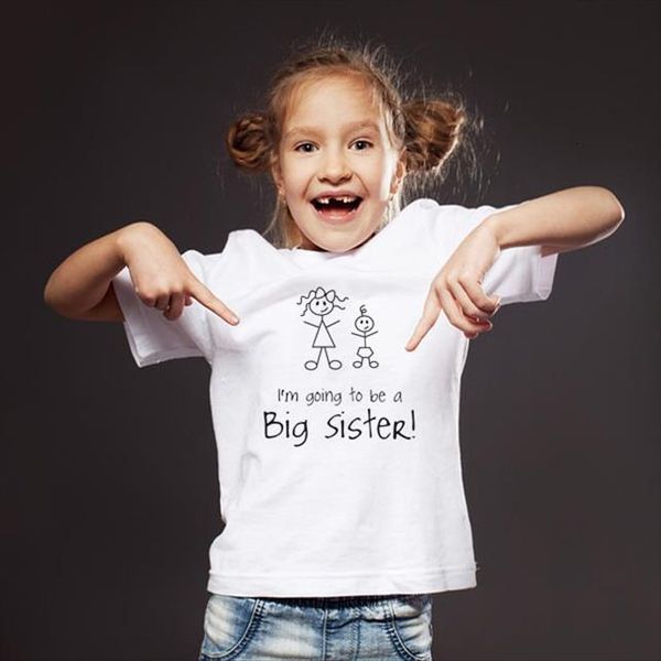 

im going to be a big sister summer toddler children girl short sleeve tee kids white t shirt clothes, Blue
