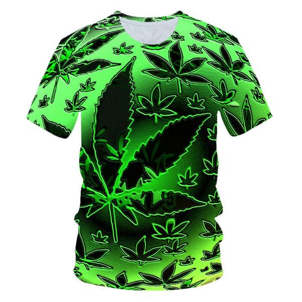 

funny natural cool fresh green leaves skull full print 3d t-shirt s-6xl men's t-shirts, White;black