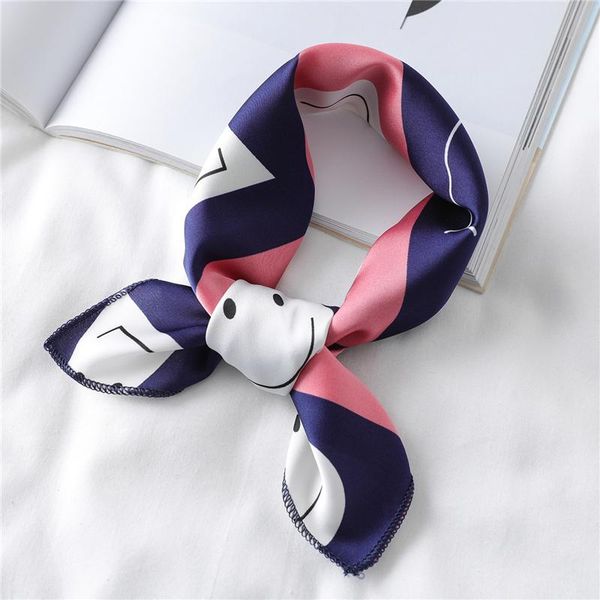 

scarves small silk scarf print lady hair square bag fashion female foulard head wraps for women bandana designer shawl summer, Blue;gray