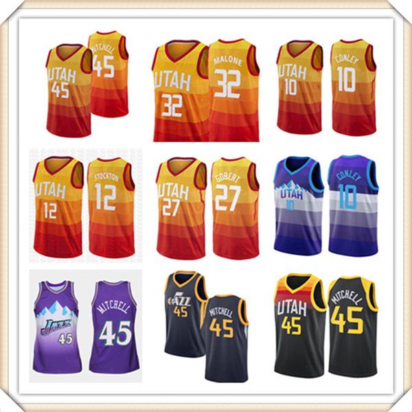 

uta h ja zz john 32 malone 12 stockton basketball jerseys s-xxl, Black;red