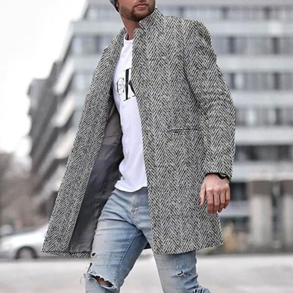 giacca blazer in misto lana autunno inverno moda cappotto allentato coreano alla moda per uomo giacche trench abbigliamento uomo di buona qualità