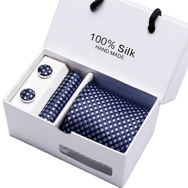 

bow ties plaid men set extra long size 145cm*7.5cm necktie navy blue paisley silk jacquard woven neck tie suit wedding party, Black;gray