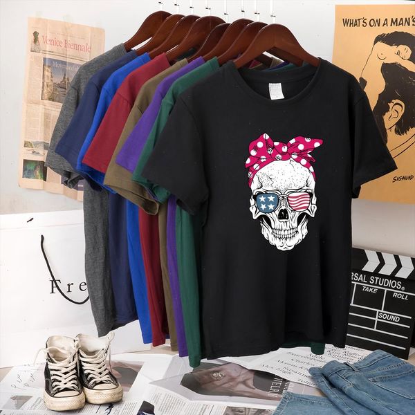 Hillbilly смешной череп панк футболка женская мода повседневная короткая рукава солнца цветы футболки сот