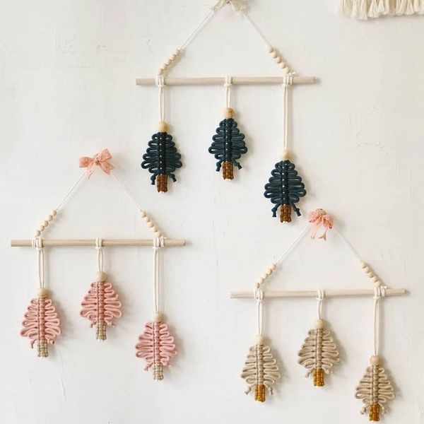 

tapestries macrame christmas trees wall hanging decor tapestry kids room decorative pendant handwoven home ornament