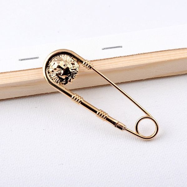 

metal lion head brooch pin women men animal lion head brooch suit lapel pin gold wholesale price high quality, Gray