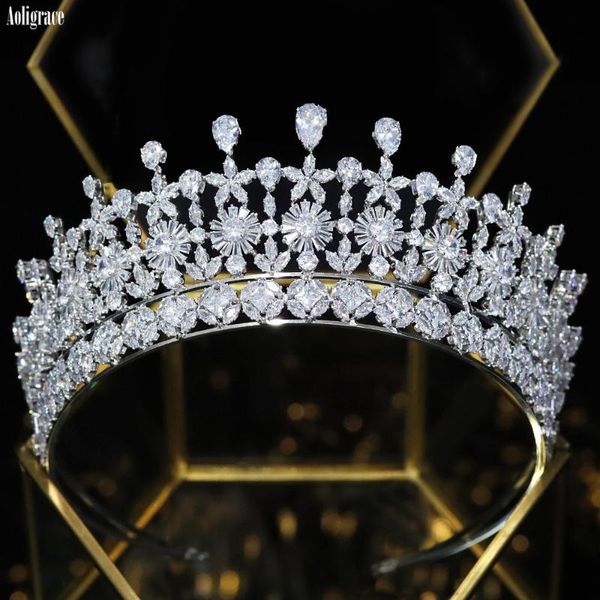 

hair clips & barrettes full cubic zirconia cz princess queen bridal tiaras and crowns for women wedding birthday party pageant accessories, Golden;silver