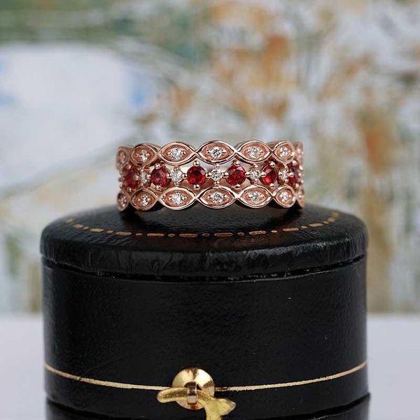 

wedding rings tisonliz vintage red crystal for women rose gold zircon multilayer engagement trend jewelry bague femme, Slivery;golden